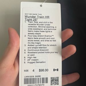 Size 4 lululemon wunder trains bnwt